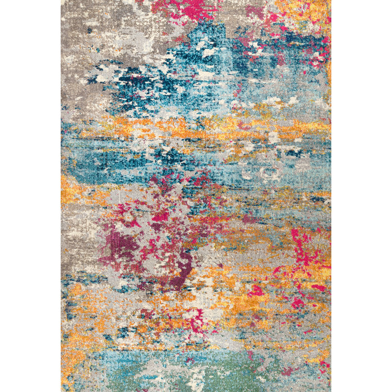 Wrought Studio Hiroko Abstract Blue/Yellow Area Rug & Reviews Wayfair